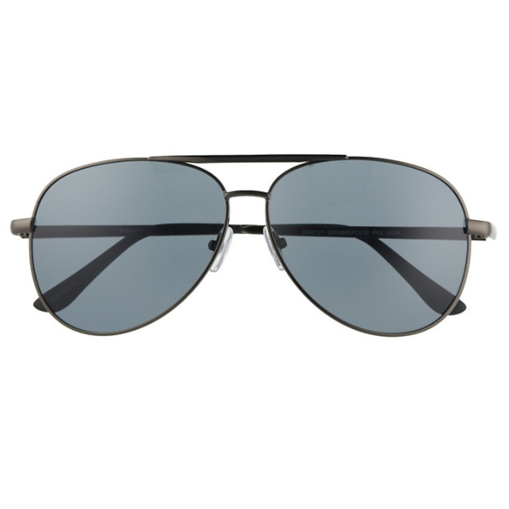 Men's Panama Jack 60mm Satin Gunmetal Polarized Aviator Sunglasses with Cord